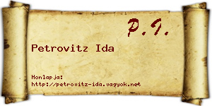 Petrovitz Ida névjegykártya